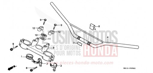 HANDLE PIPE/TOP BRIDGE XR250RM de 1991